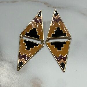 H&M Gold and Black Geometric Earrings